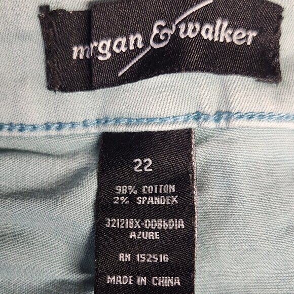Morgan & Walker Size 22 Pants Jeans Azure Blue Crop Stretch - Picture 4 of 5